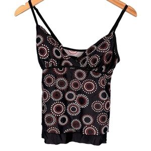 Christina Red and Black Beaded Bikini Tankini Swimsuit Top Size 8